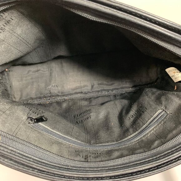 Vintage Etienne Aigner Black Genuine Leather Triple Compartment Shoulder Bag - Picture 6 of 8